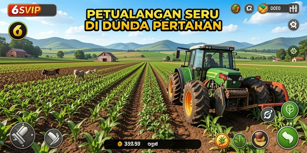 Tampilan gameplay 6SVIP dengan lahan pertanian yang subur.