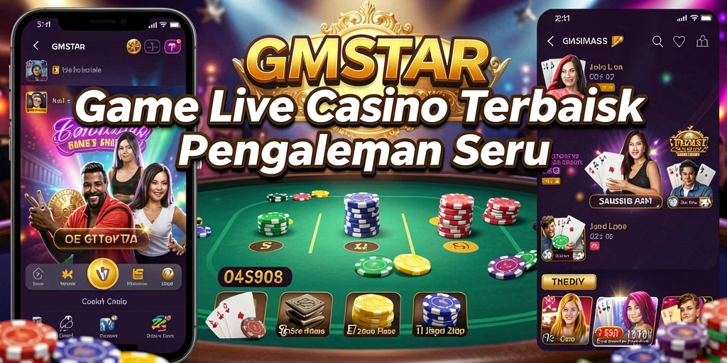 Screenshot gameplay GMSTAR yang menarik dengan dealer langsung dan suasana kasino.