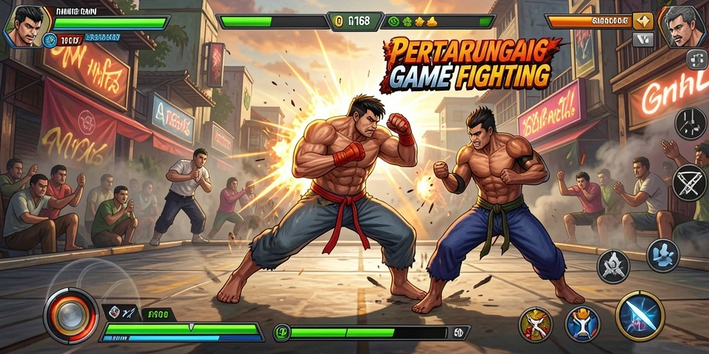 Tangkapan layar gameplay GN168 menampilkan aksi pertarungan yang menegangkan.