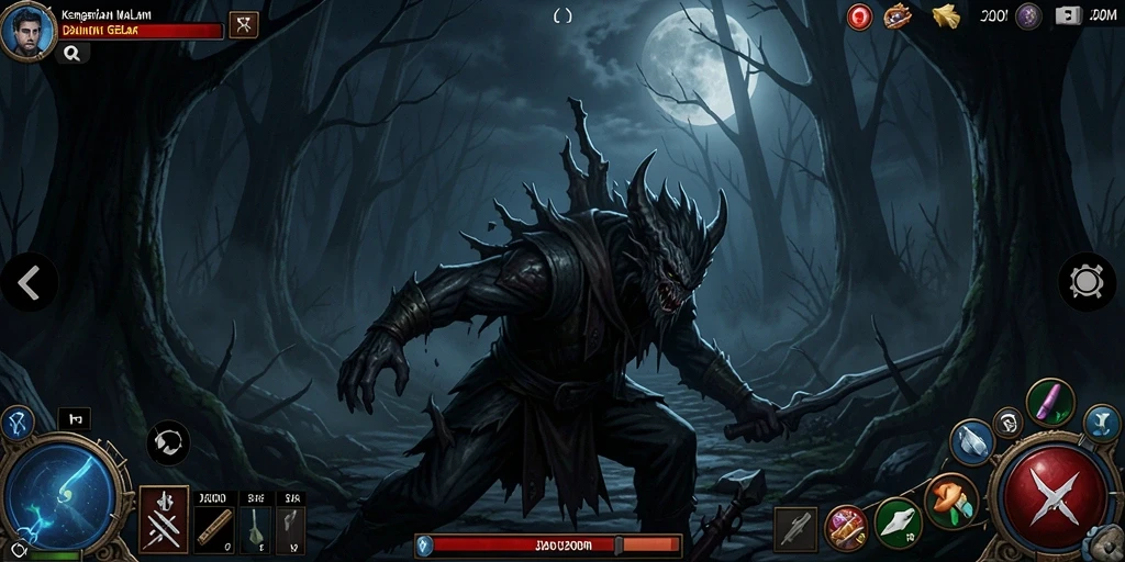 Screenshot utama J200M menampilkan suasana mencekam dalam gameplay horror.